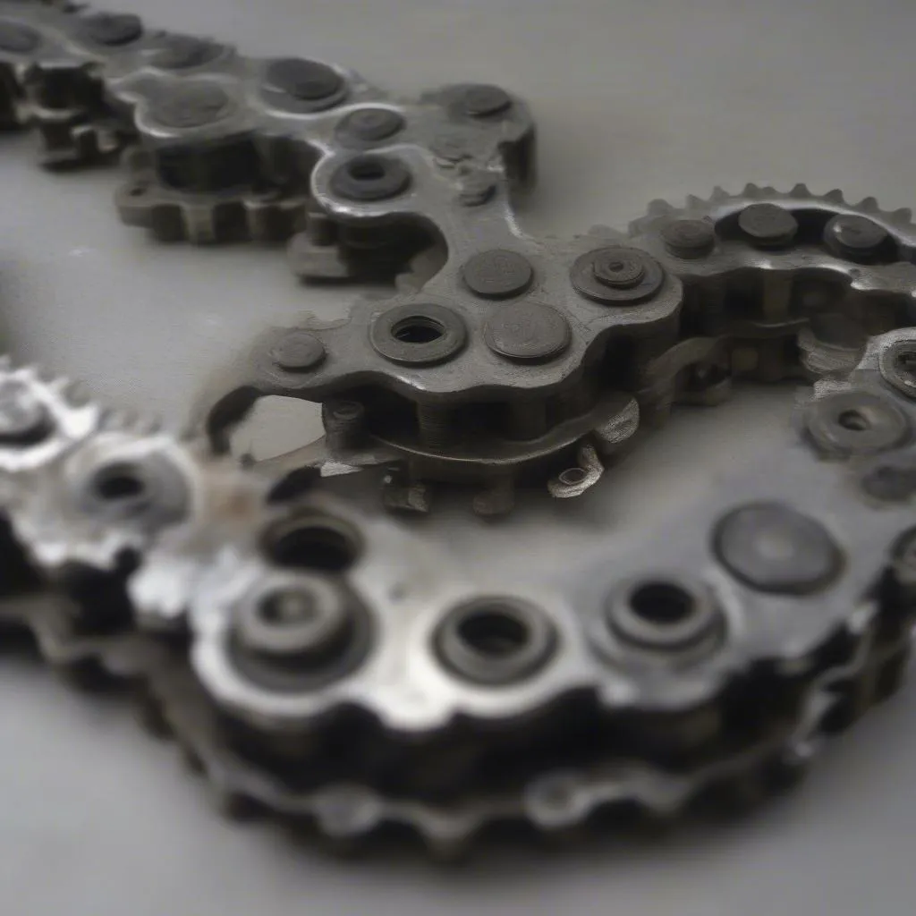 Worn Timing Chain in Engine