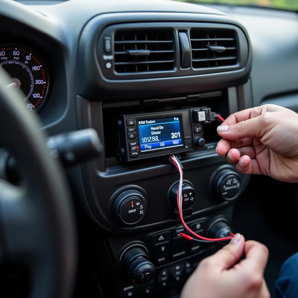 XM radio installation process in a car