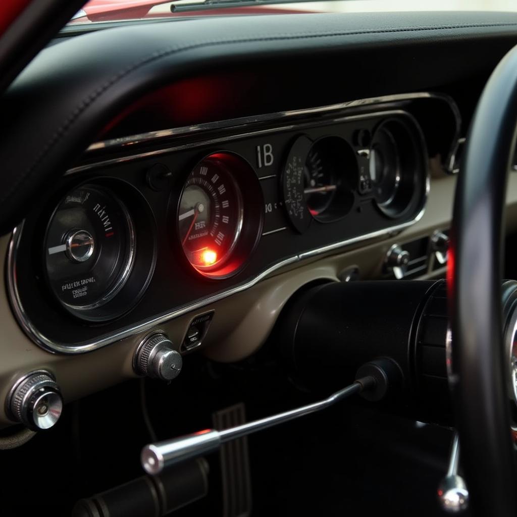 1966 Mustang Dashboard with Seat Belt Warning Light Illuminated