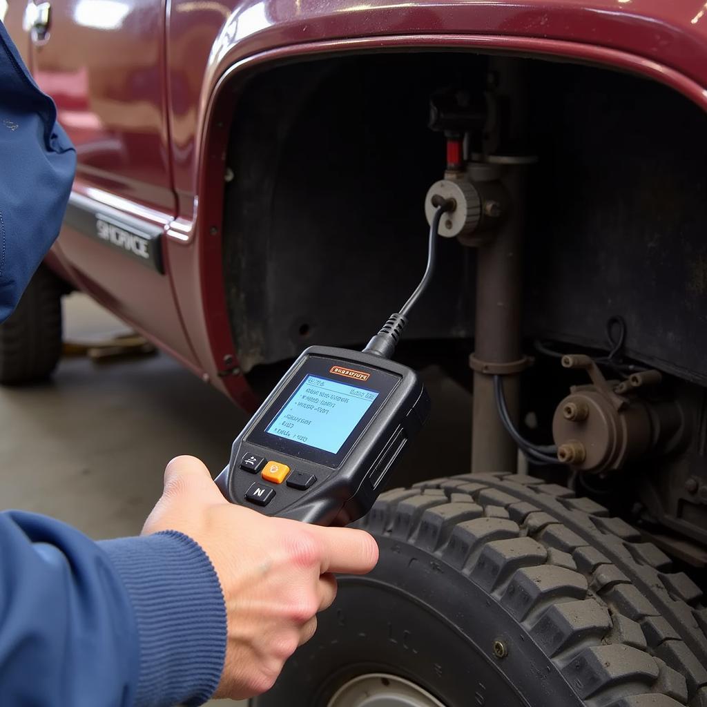 Using a diagnostic tool on a 1992 Chevy Truck