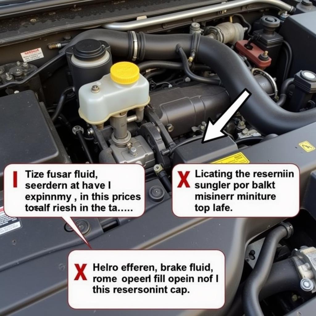 Checking the brake fluid reservoir in a 1997 Saturn SL2