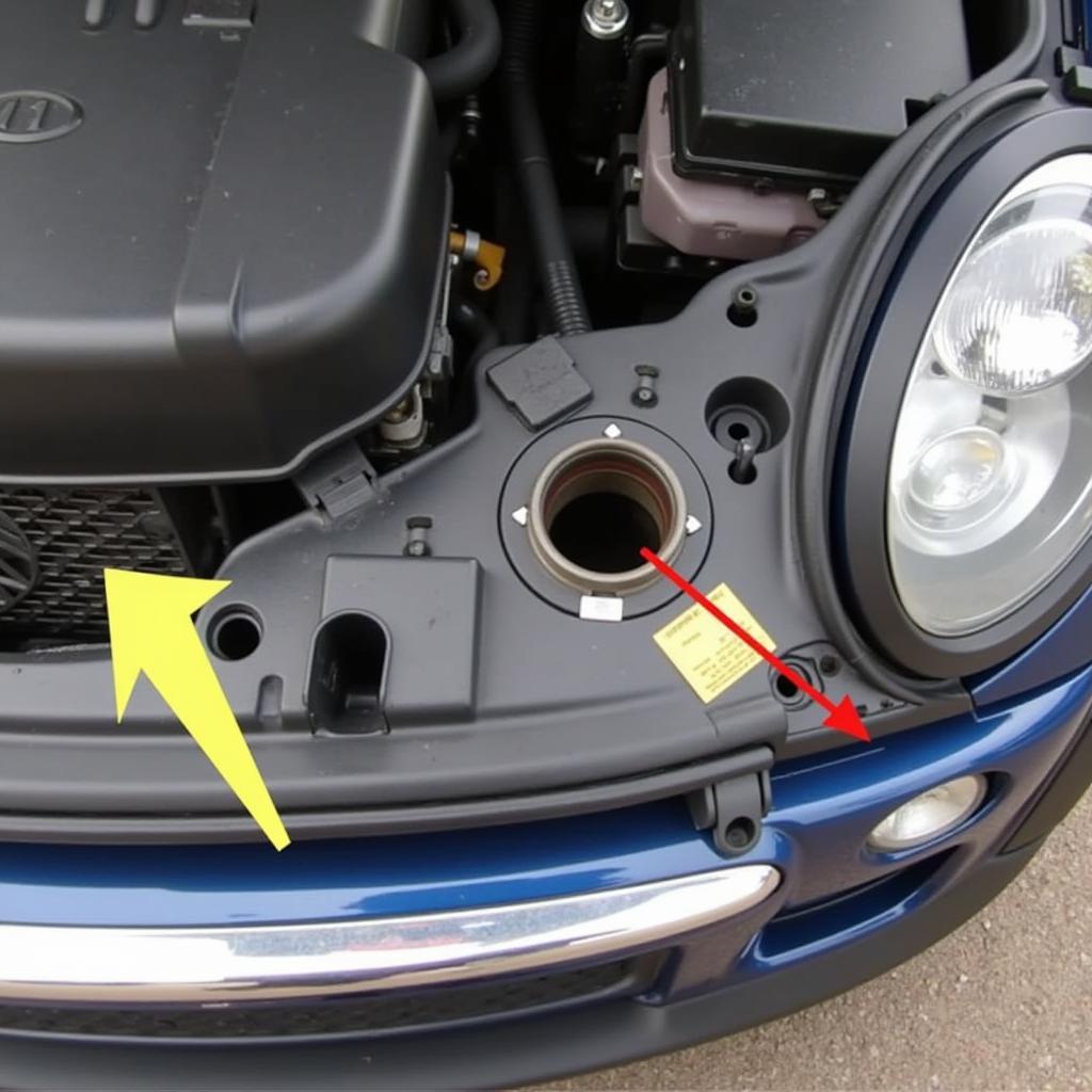 Checking the brake fluid reservoir in a 2003 Mini Cooper S