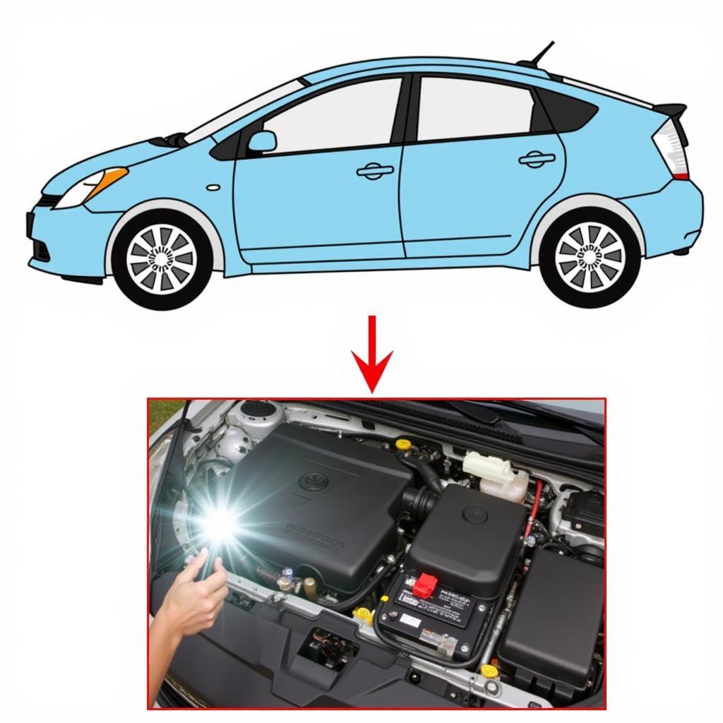 Checking the brake fluid level in a 2005 Toyota Prius