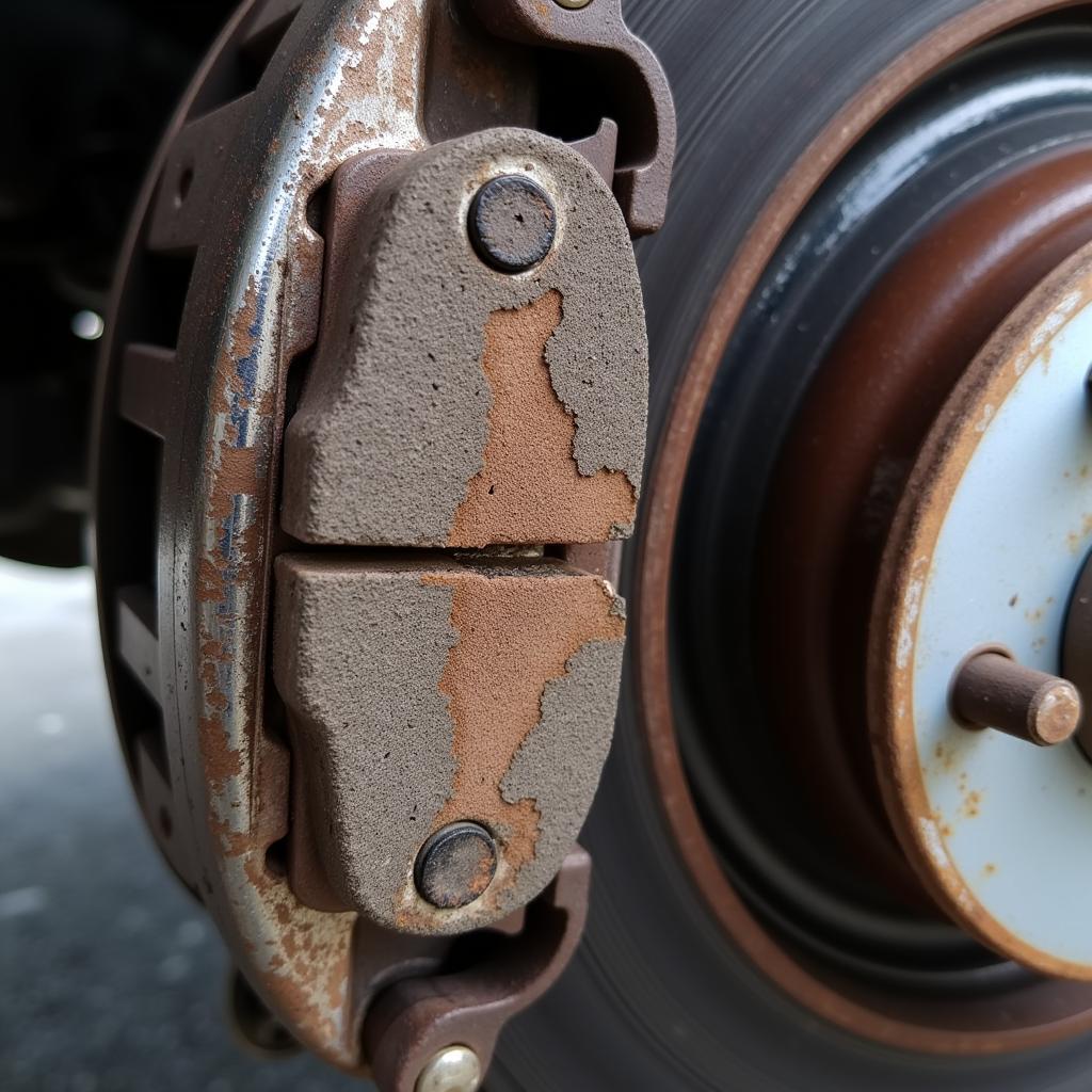 Worn brake pads on a 2006 Audi A4