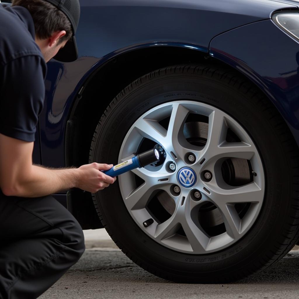 Inspecting Brake Pads on a 2006 Volkswagen Jetta