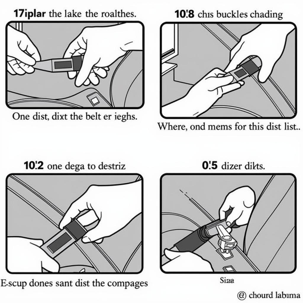 Inspecting the seat belt buckle in a 2008 Toyota Tacoma.