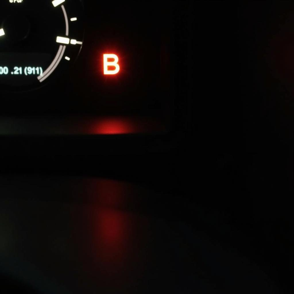 2008 Town and Country brake warning light illuminated on the dashboard.