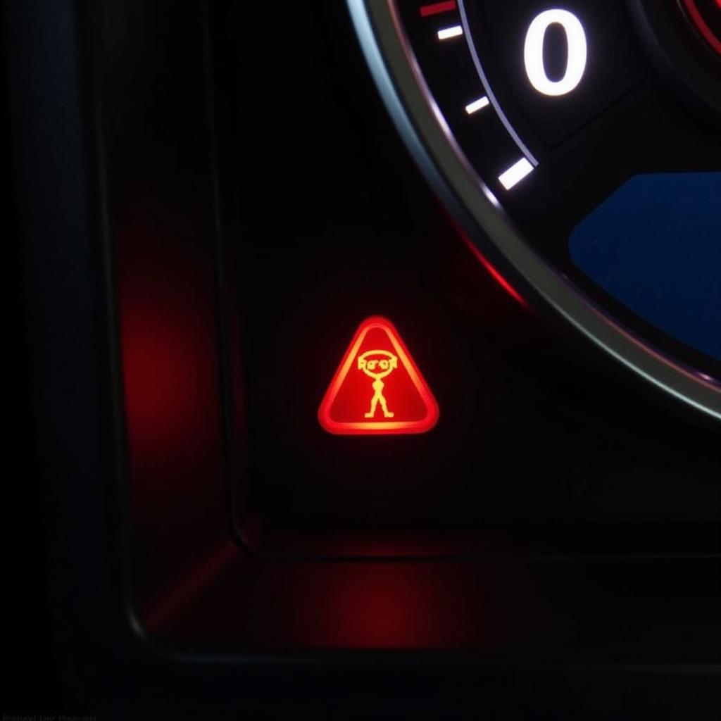 2014 Cadillac SRX dashboard with brake warning light illuminated