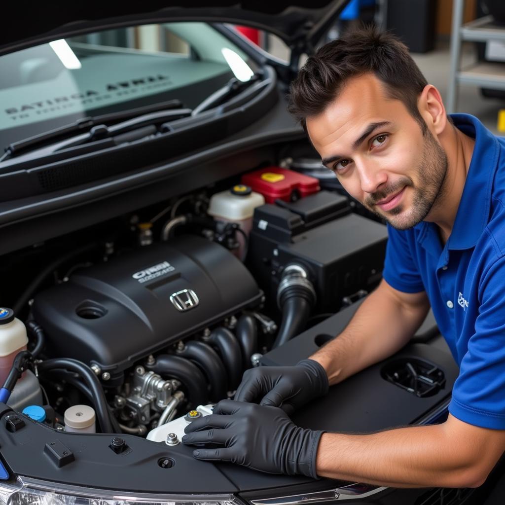 Mechanic Inspecting 2014 Honda Civic