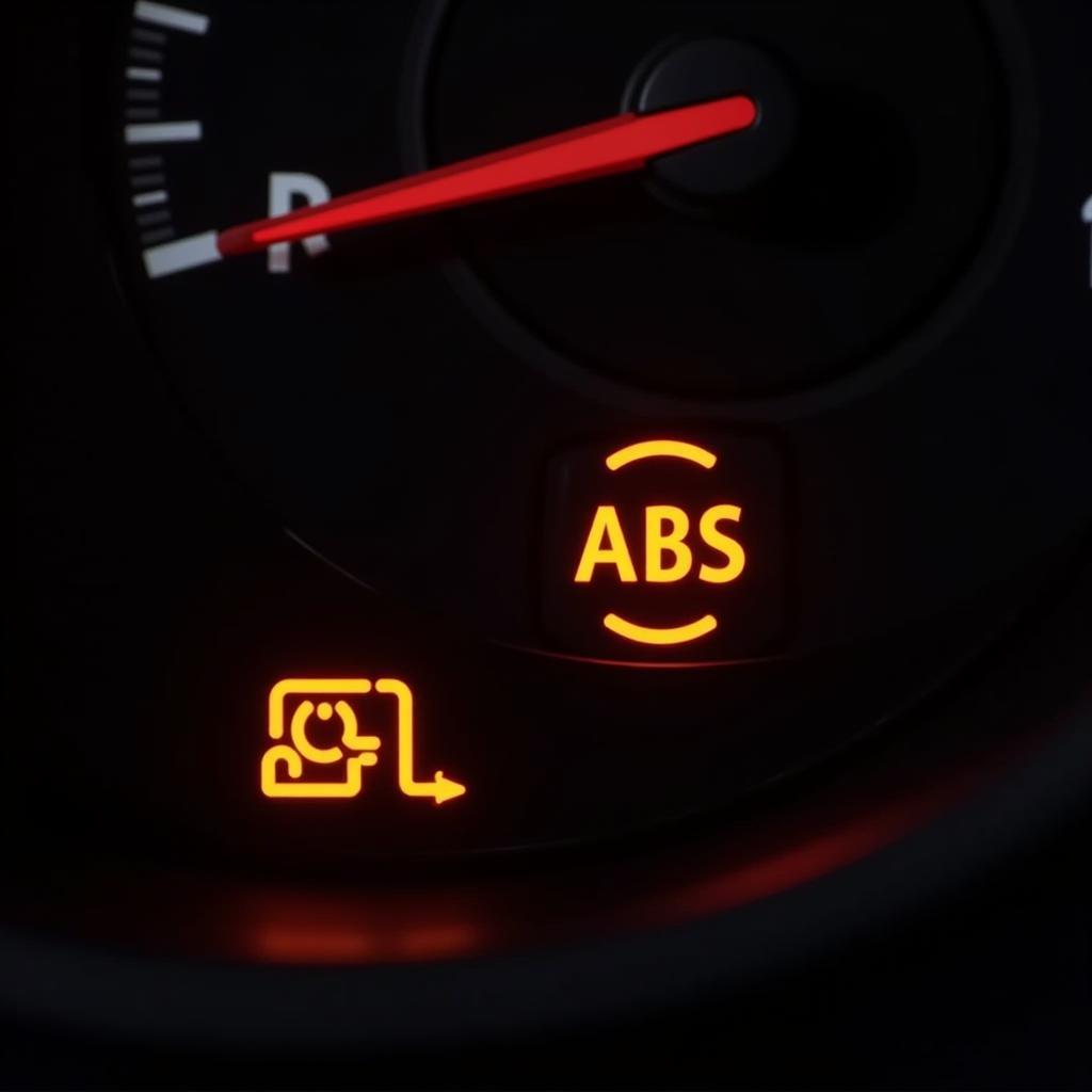 ABS warning light illuminated on a car dashboard