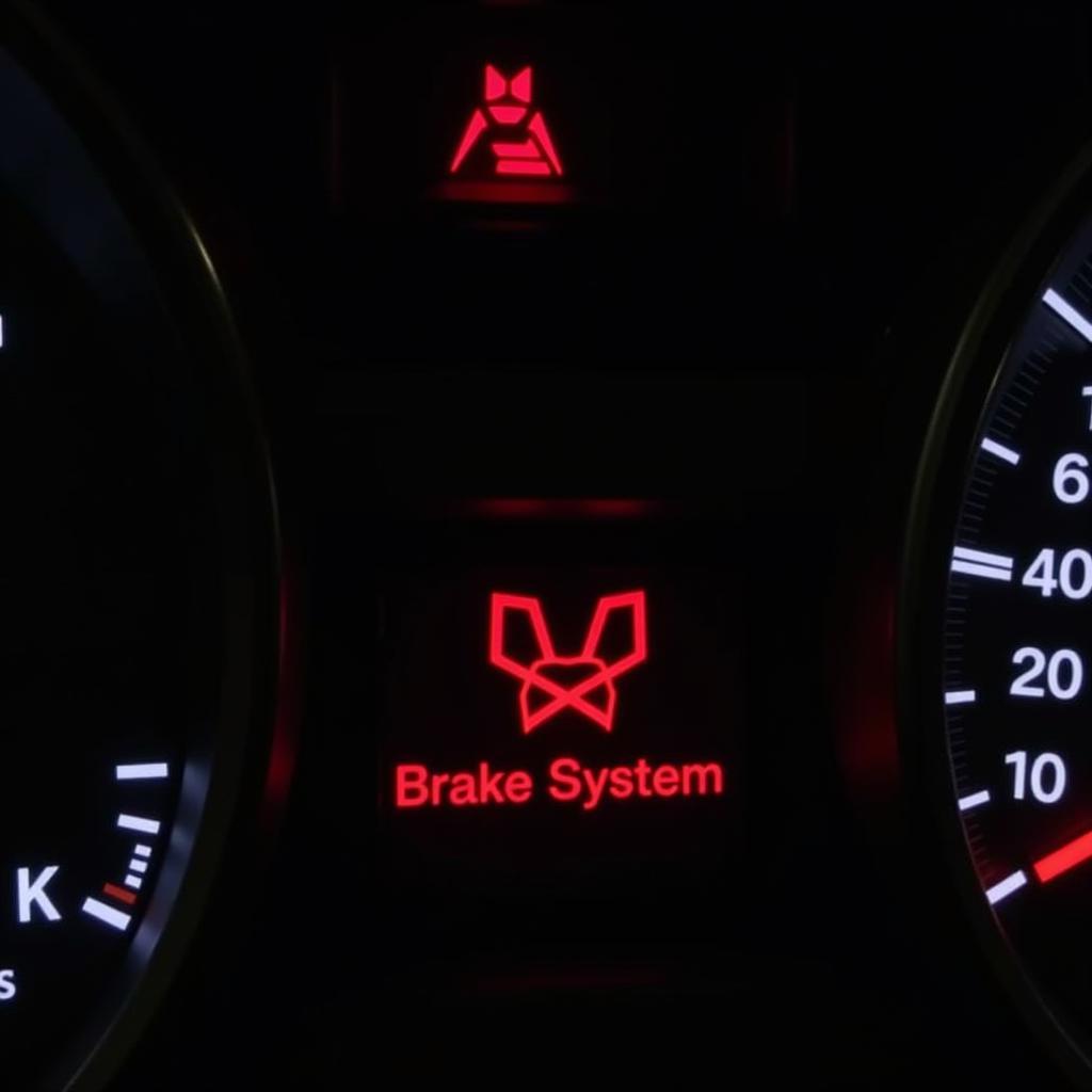 Acura MDX Dashboard with Brake System Warning Light Illuminated