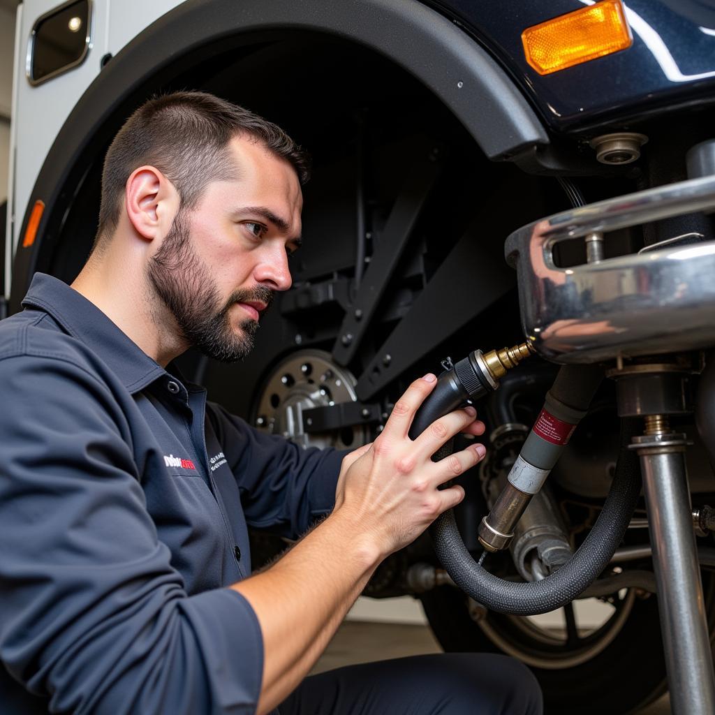 Inspecting air brake system for leaks