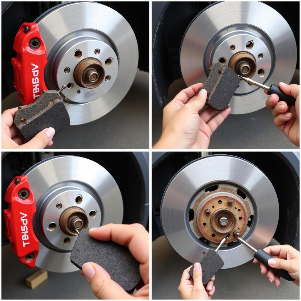  Replacing worn brake pads on an Audi A4