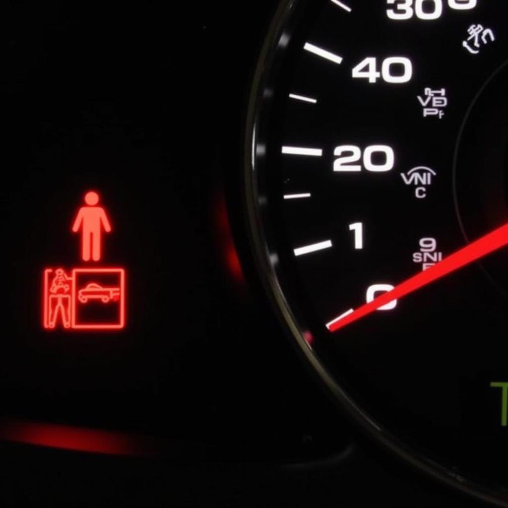 Seatbelt warning light illuminated on the dashboard of a 2009 Audi A4