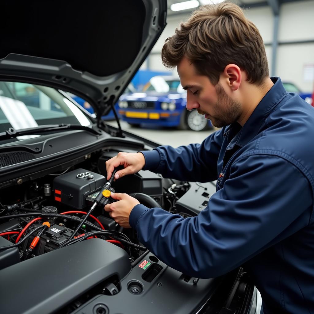 Mechanic Inspecting Audi A6