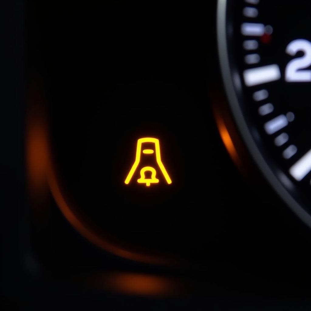 Audi dashboard with brake pad warning light illuminated