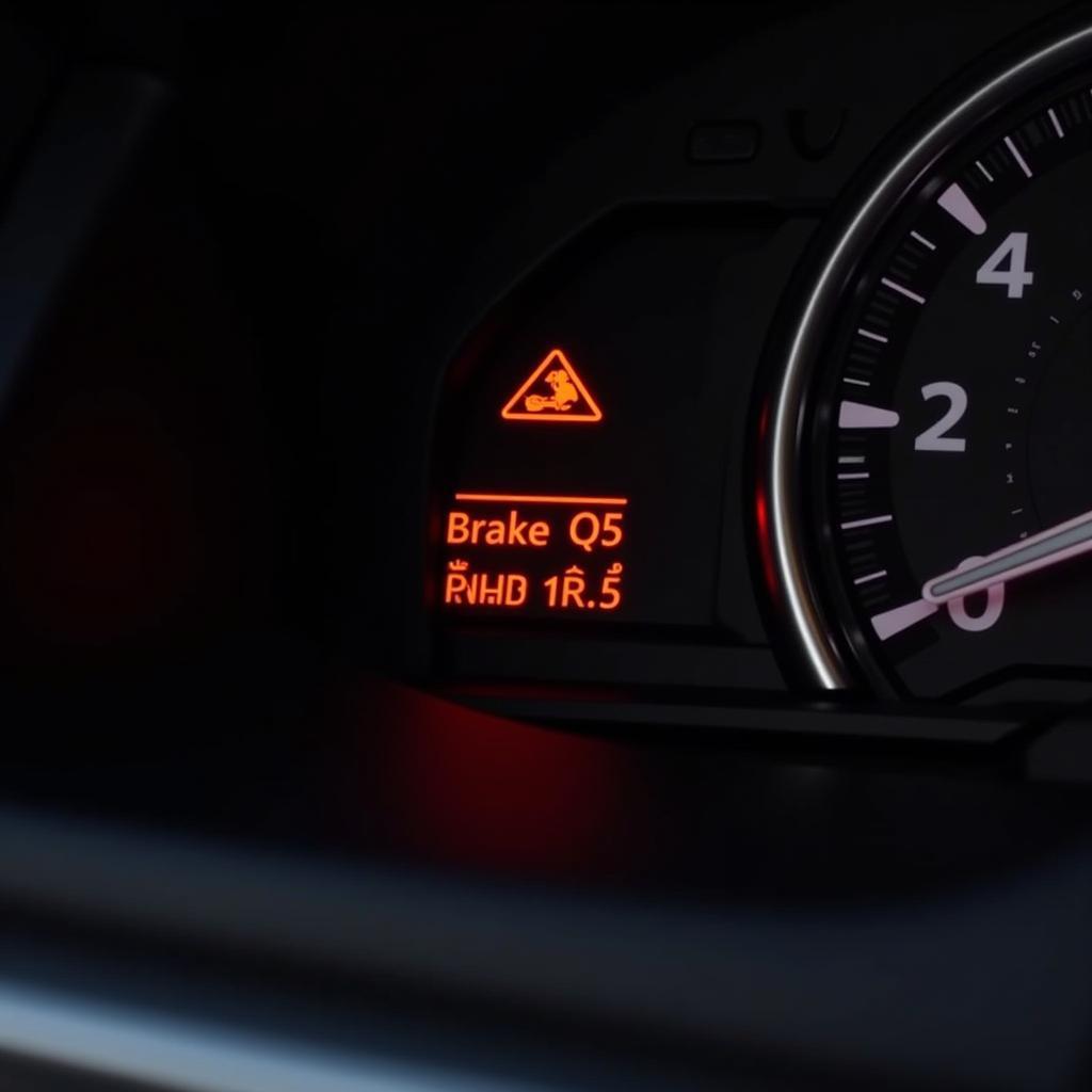 Audi Q5 dashboard with illuminated brake pad warning light