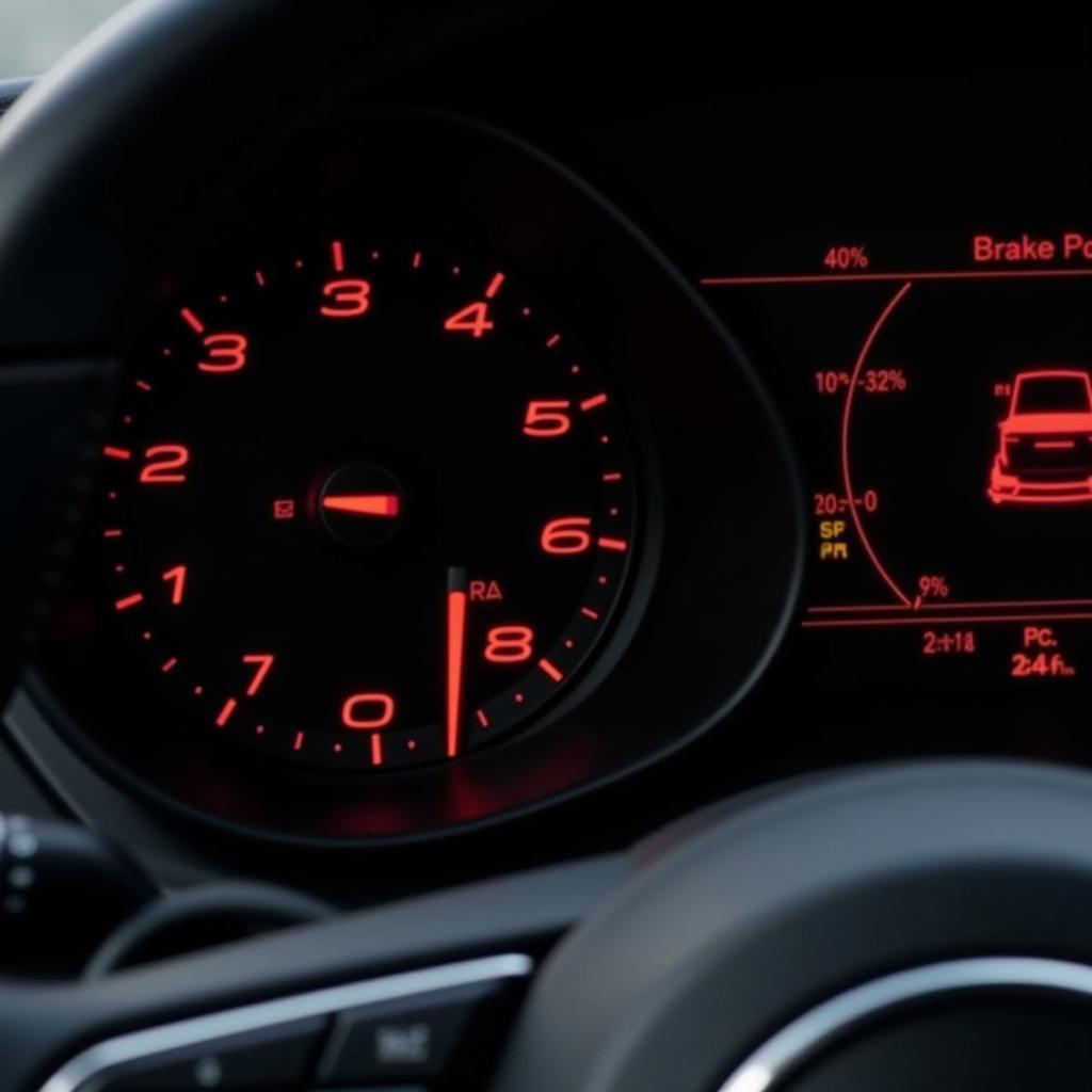 Audi TT Mk2 Dashboard with Brake Pad Warning Light Illuminated