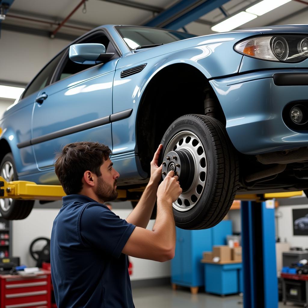 BMW 330Ci on Lift for Brake Inspection