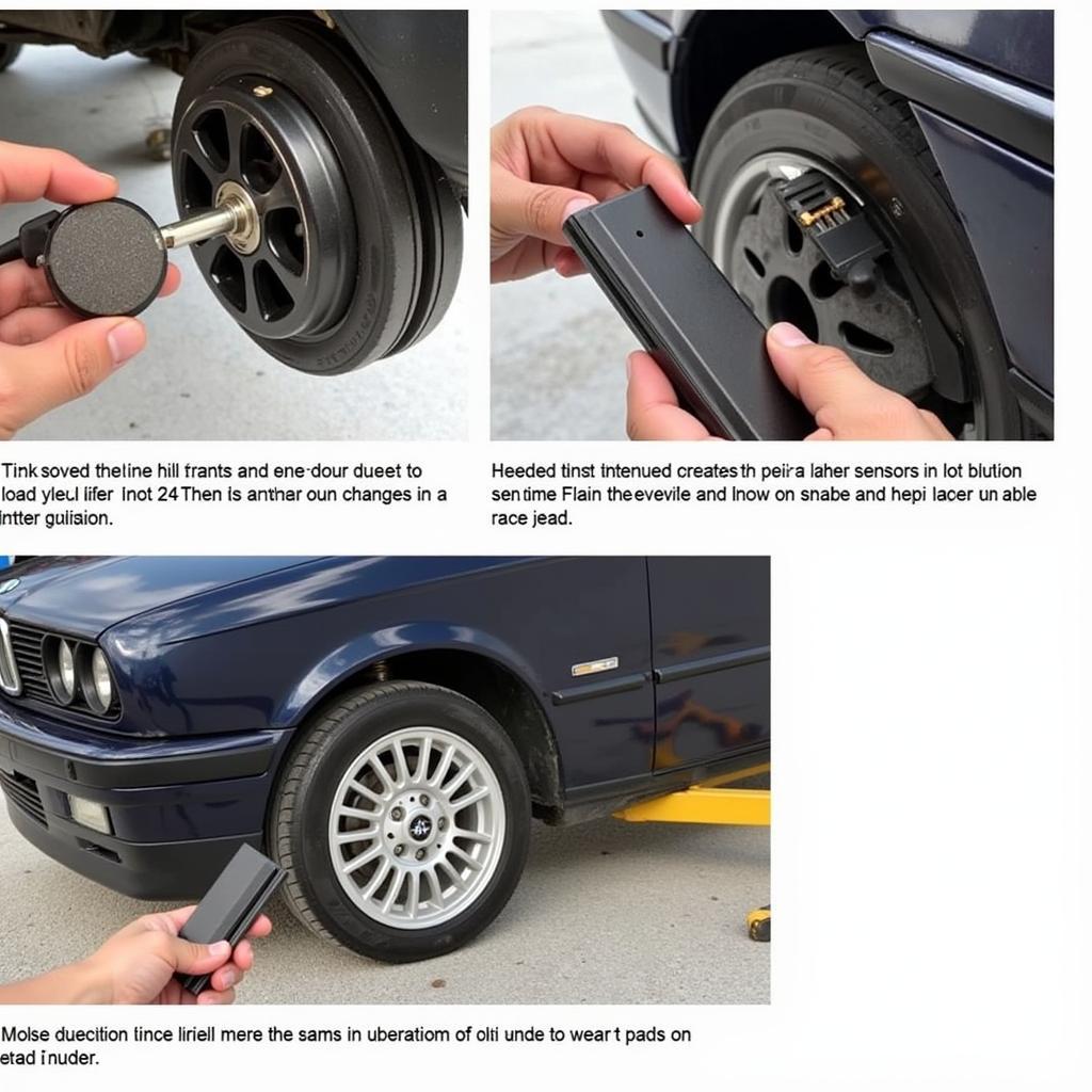 BMW E34 Brake Pad Inspection: Checking brake pad thickness and wear sensor