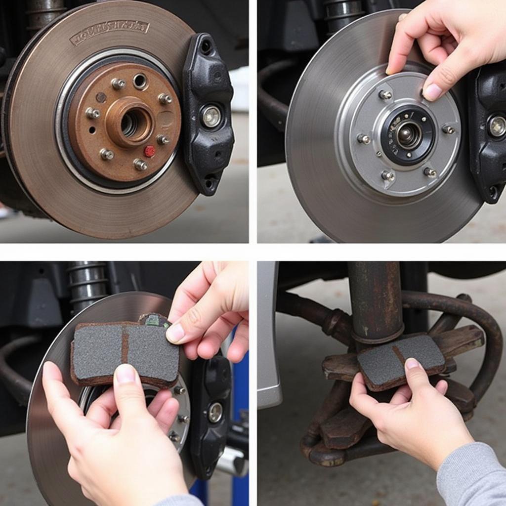 Replacing worn-out brake pads on a BMW E60