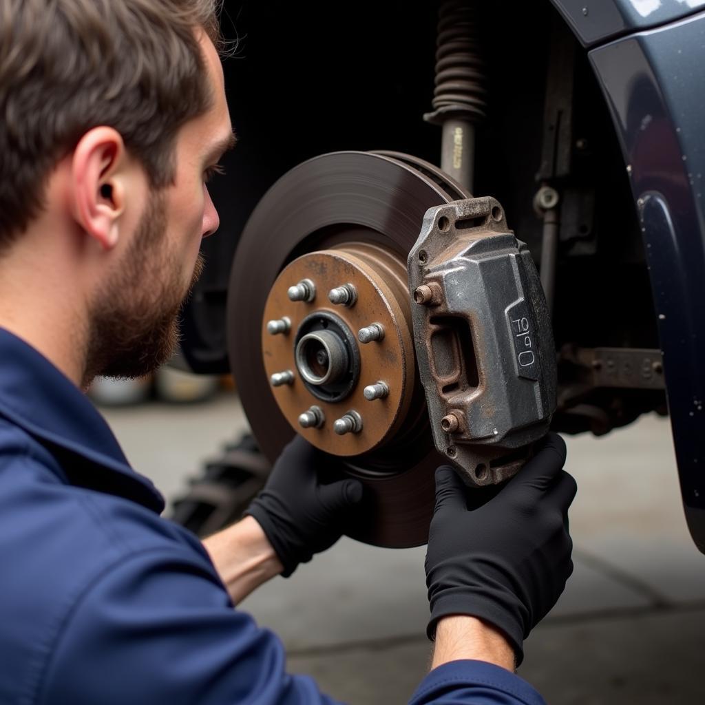 Inspecting a Chrysler Sebring Brake Caliper