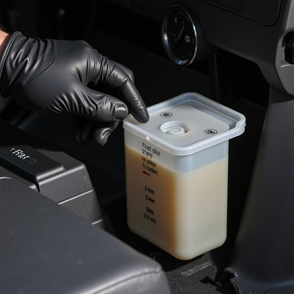 Checking brake fluid level in a Ram truck