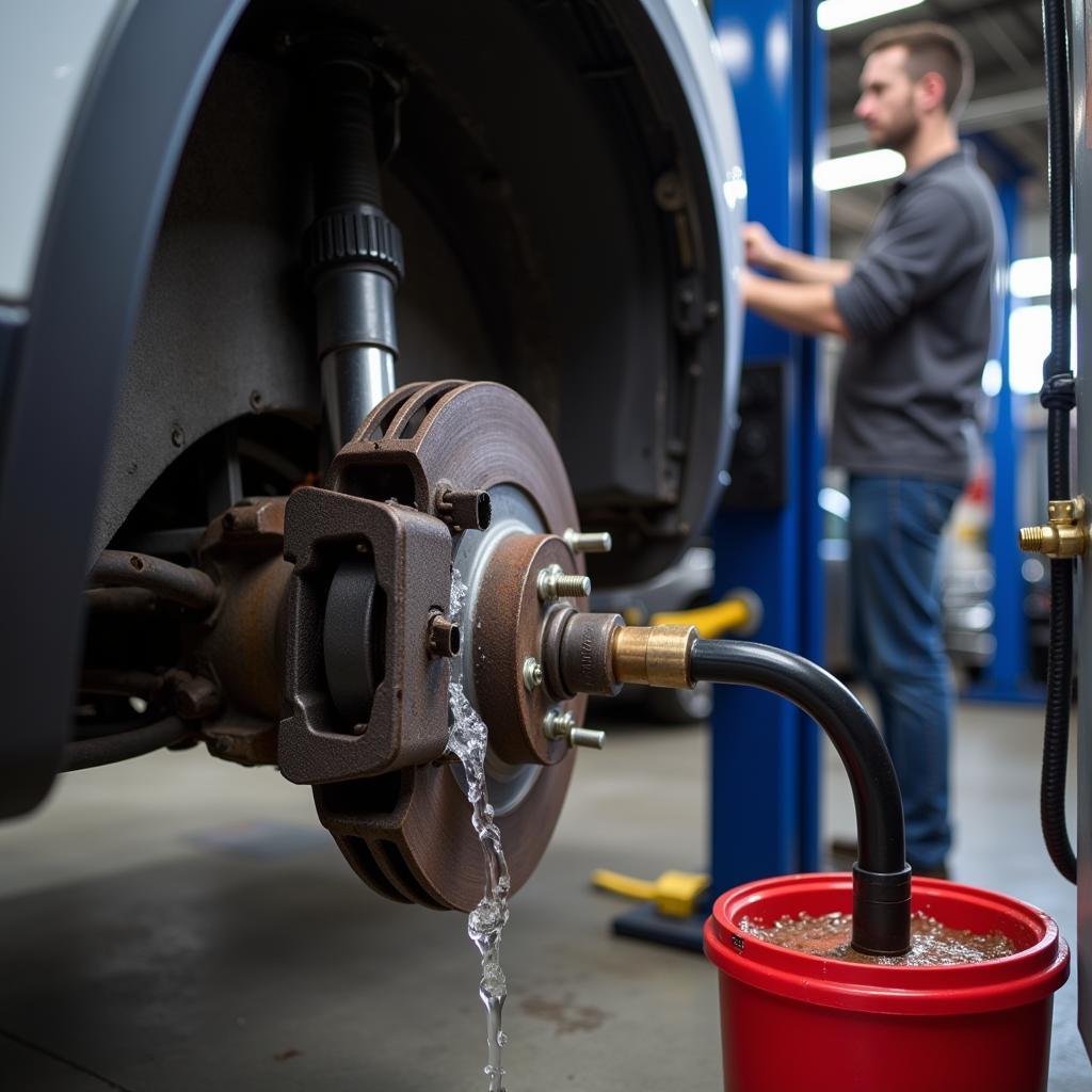 Brake Fluid Flush Machine in a Garage