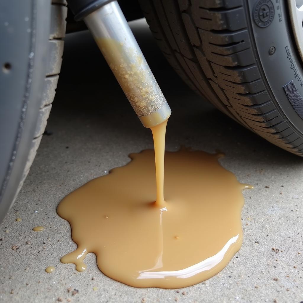 Brake fluid leak near a wheel well