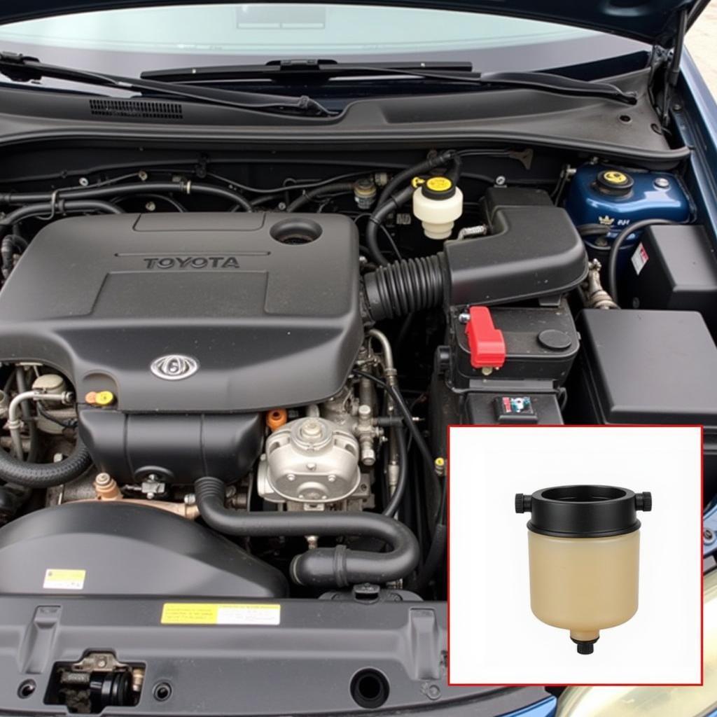  Brake fluid reservoir in a 2001 Toyota Camry