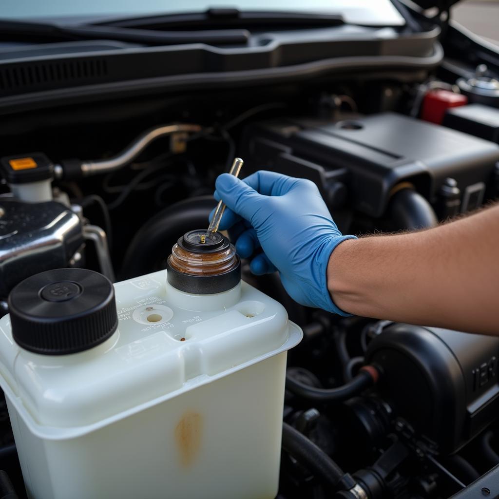 Inspecting Brake Fluid Reservoir