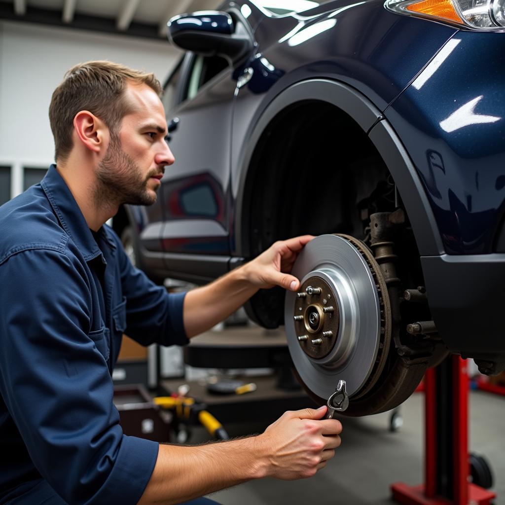 Mechanic Replacing Brake Pads