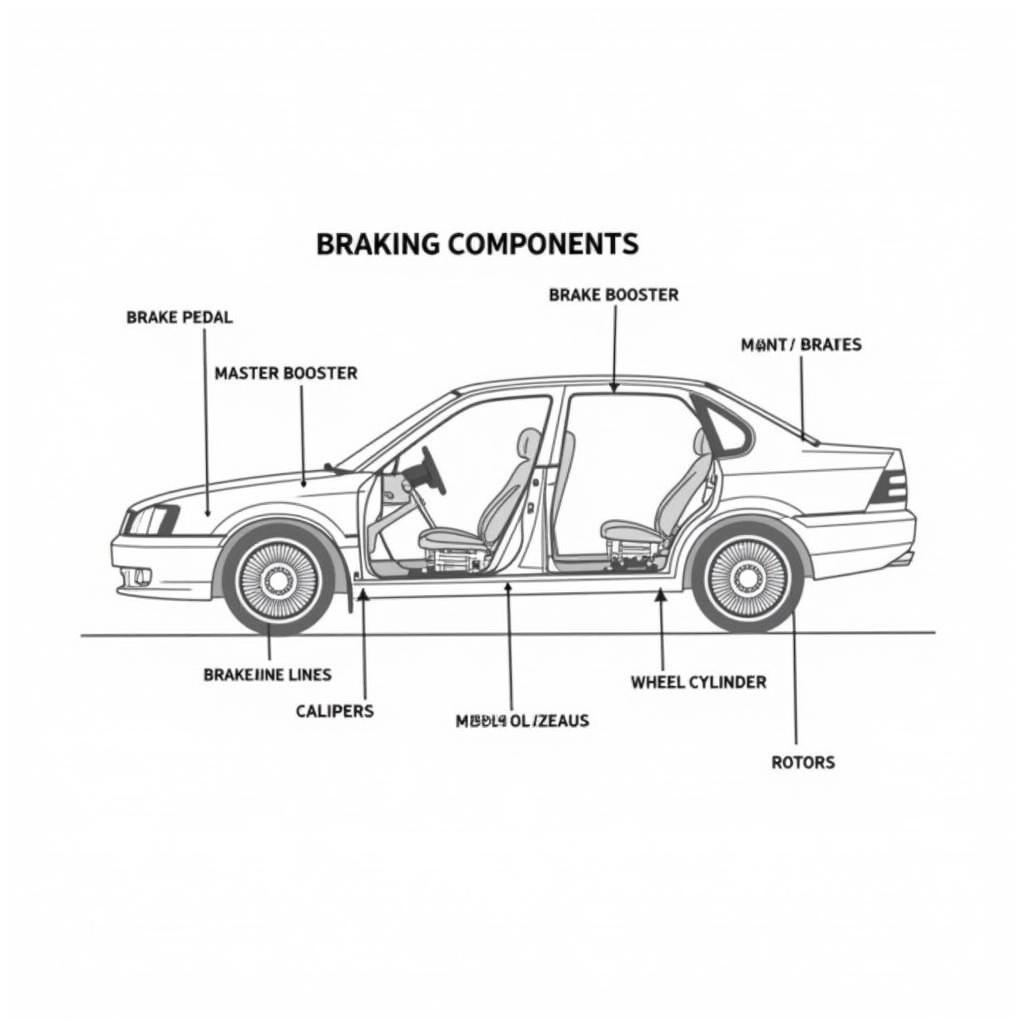 Car brake system components diagram