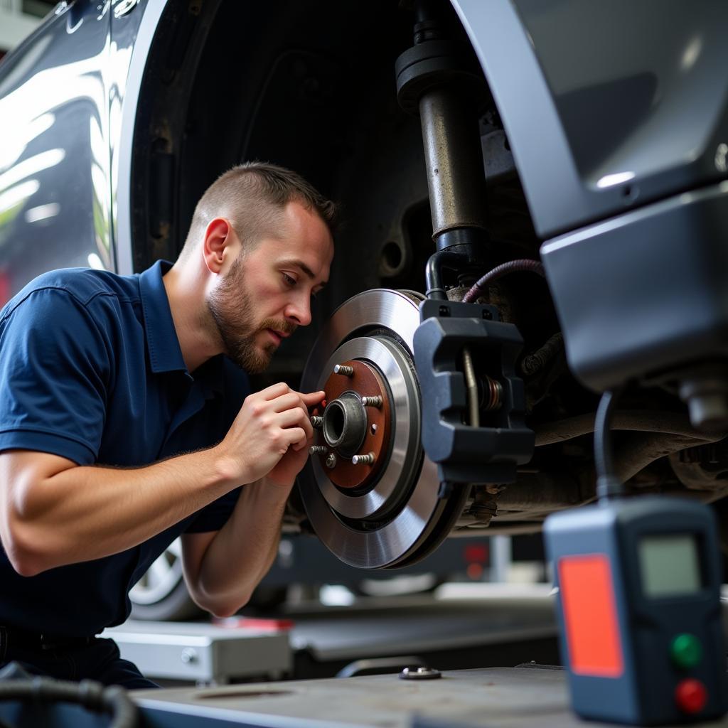 Brake System Inspection by a Mechanic