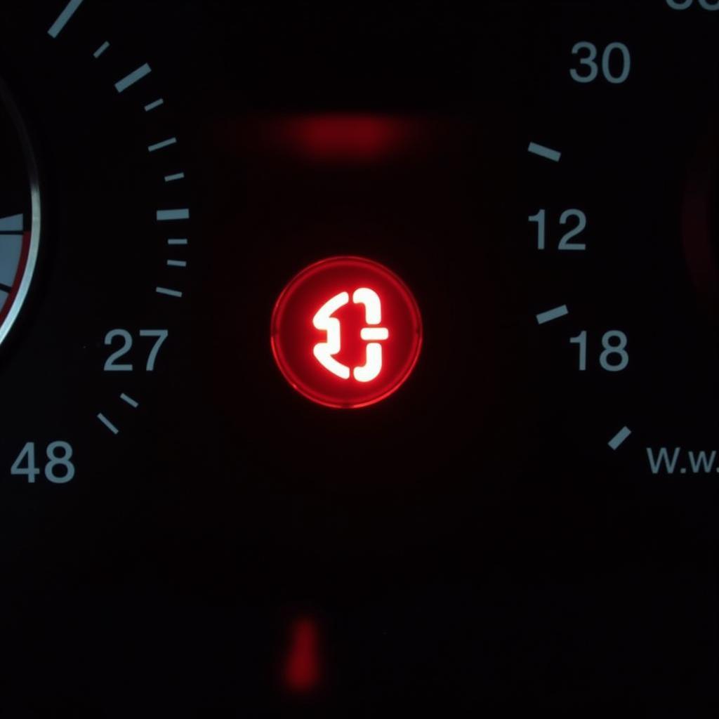 Brake System Warning Light on Car Dashboard