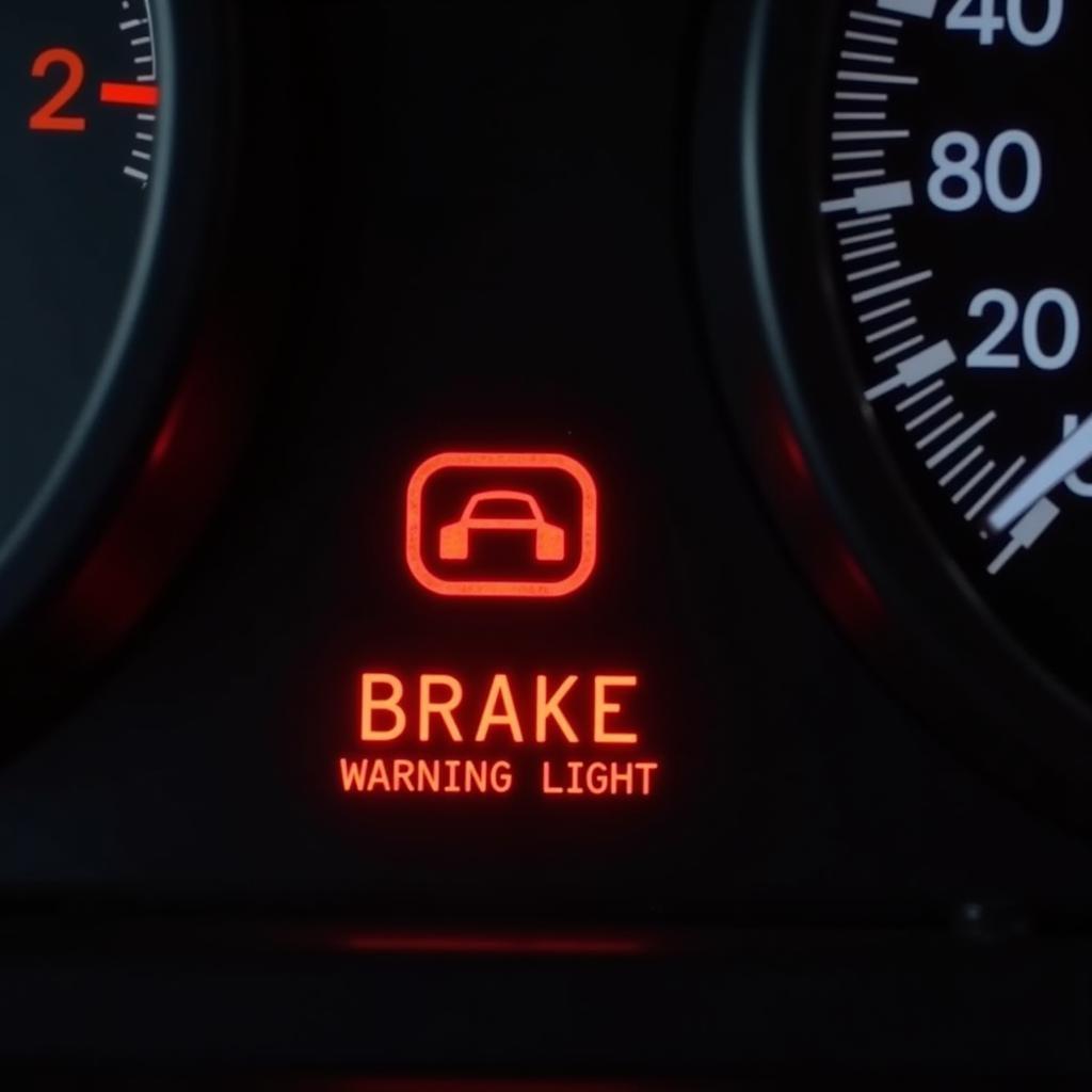 2007 Ford F150 dashboard with brake warning light illuminated