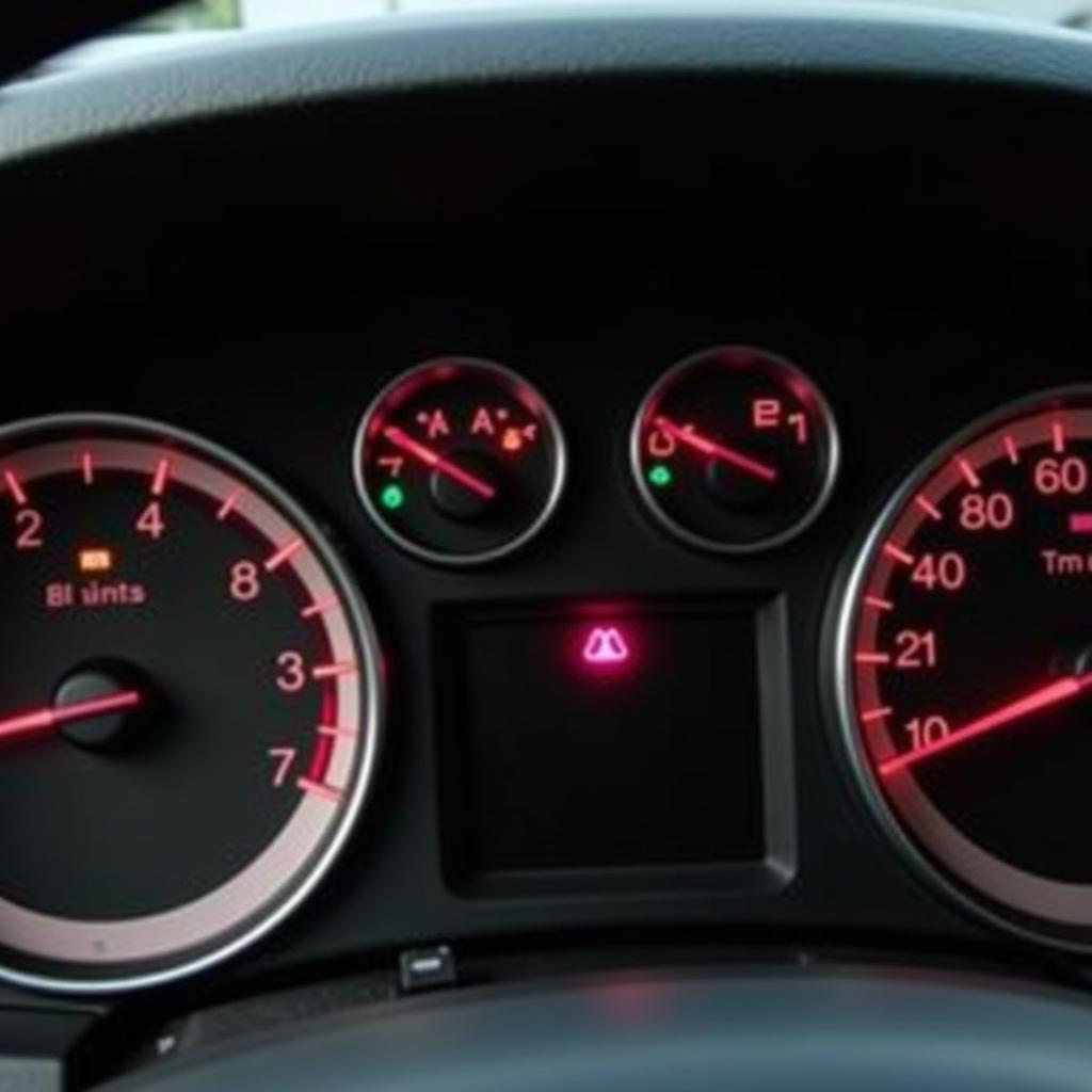 Chrysler Town and Country dashboard with illuminated brake warning light