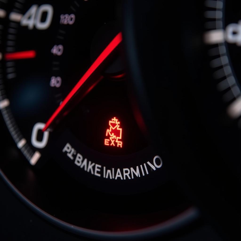 Brake warning light illuminated on the dashboard of a Mercedes E500