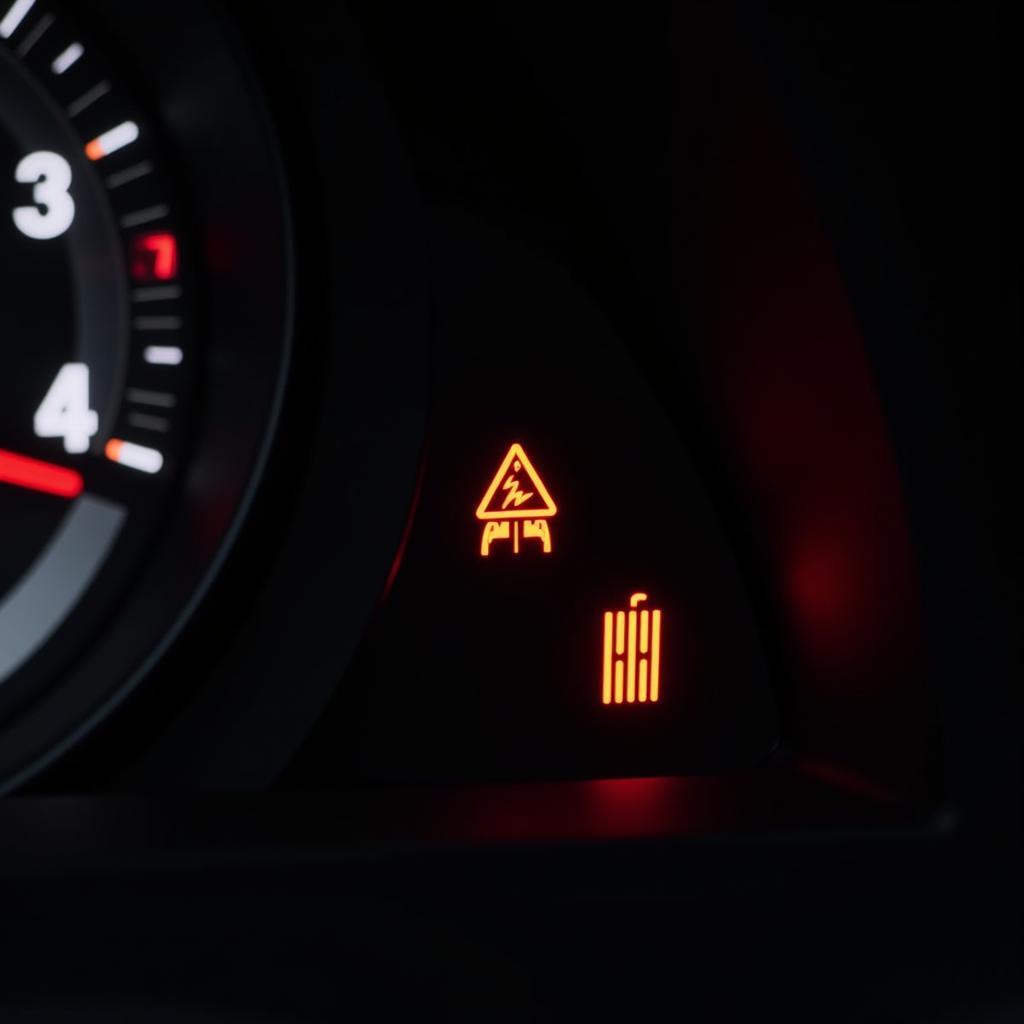 Car Dashboard with Brake Warning Light