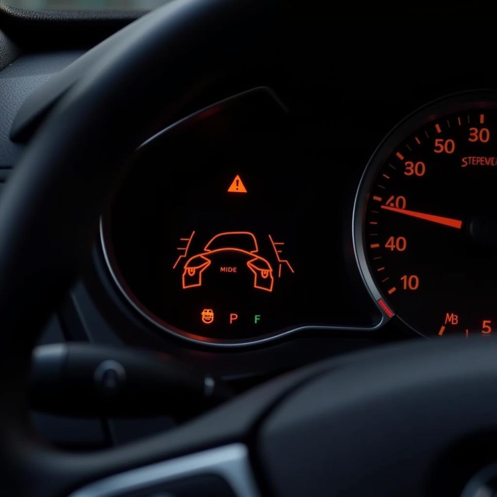 Brakes Service Warning Light Illuminated on Car Dashboard