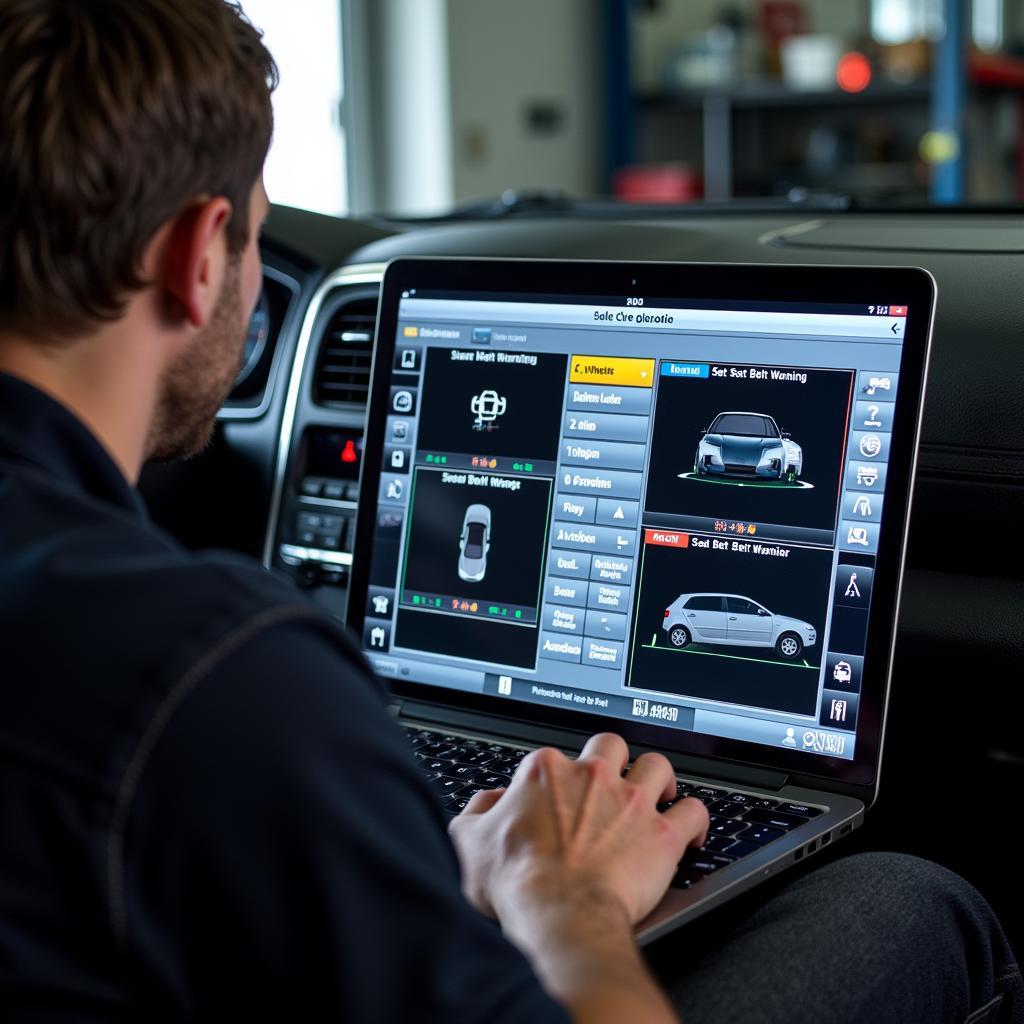 Laptop displaying car diagnostic software