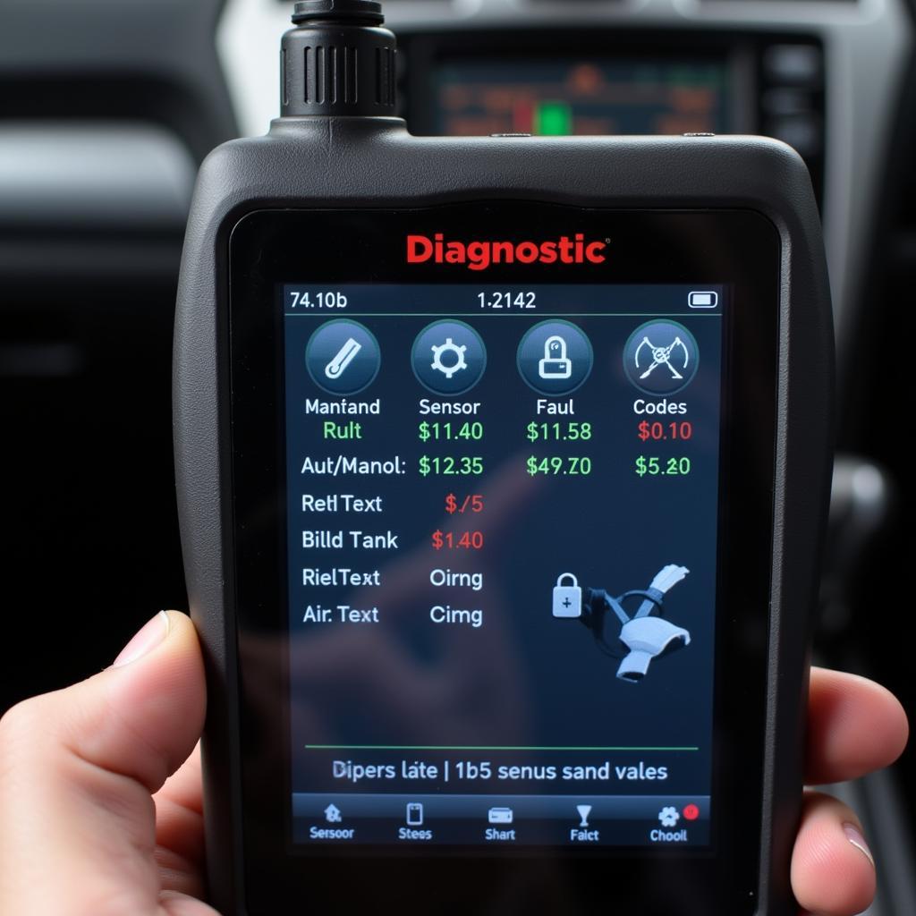 Car Diagnostic Tool Showing Seat Belt System Data