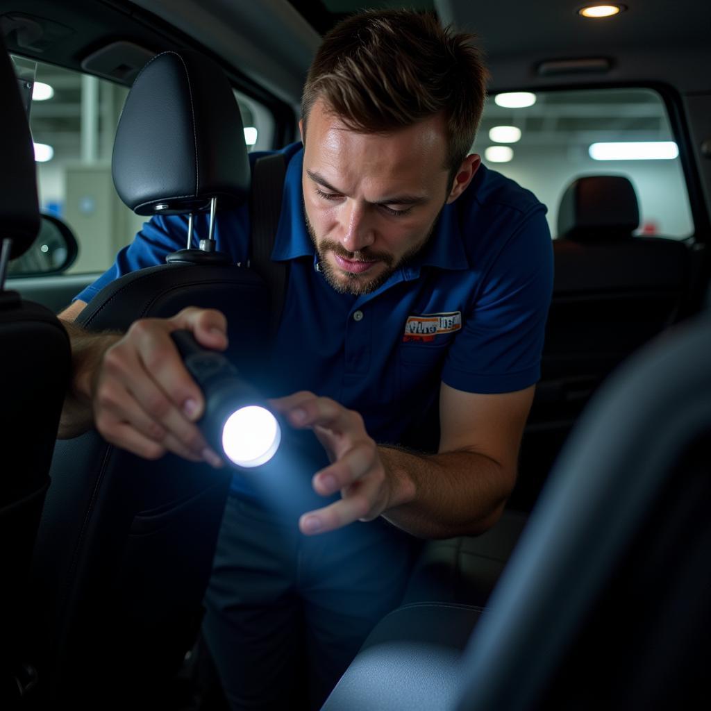 Car Mechanic Inspecting Car for Issues