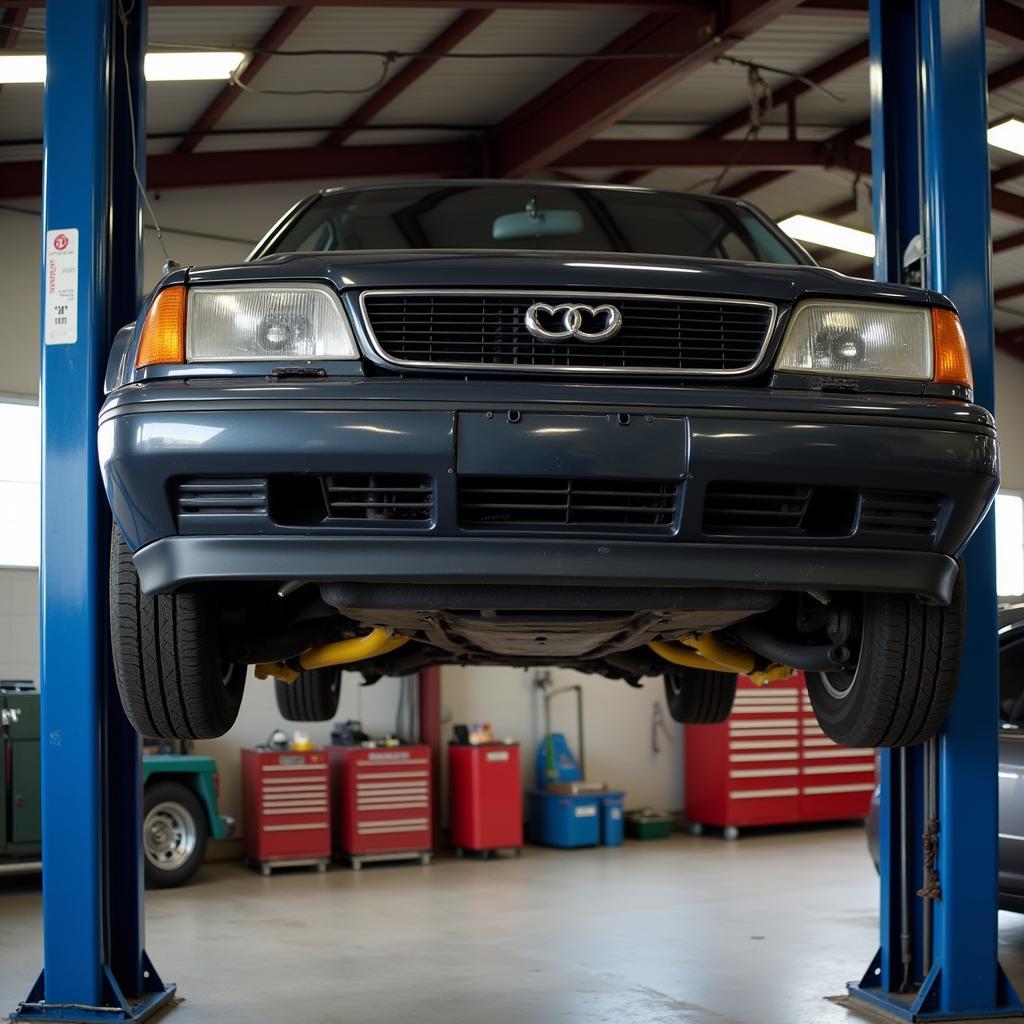 Car on Lift for Brake Inspection