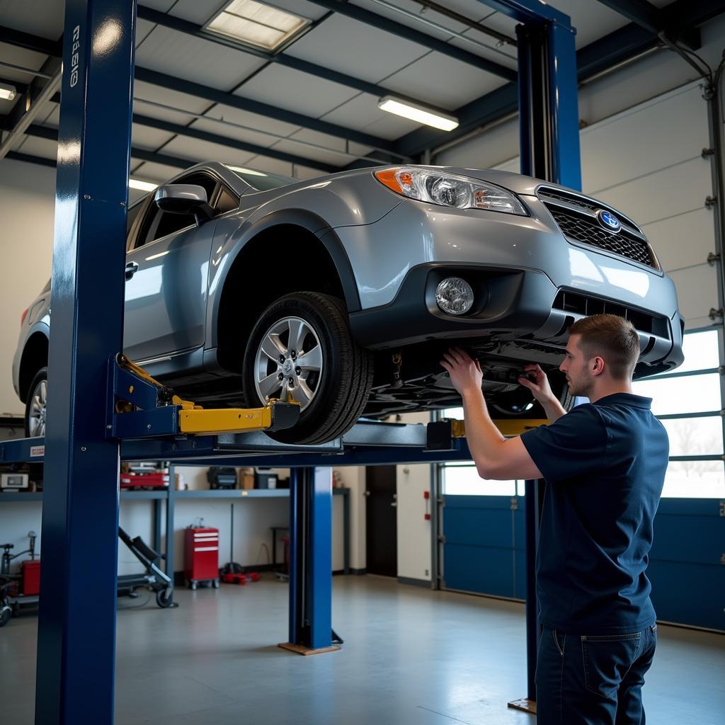 Car on Lift for Brake Repair