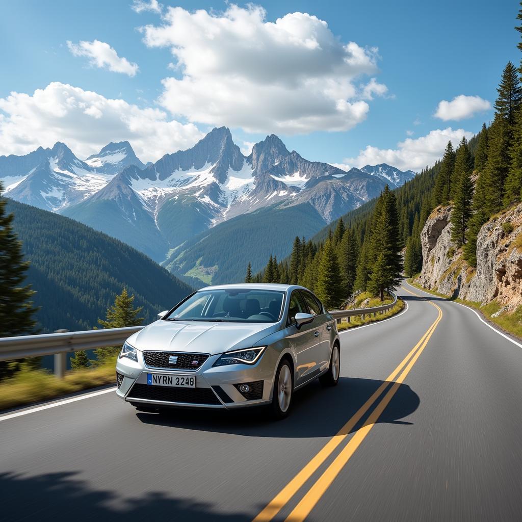 A car driving safely on a winding road, symbolizing the importance of a functioning ABS system