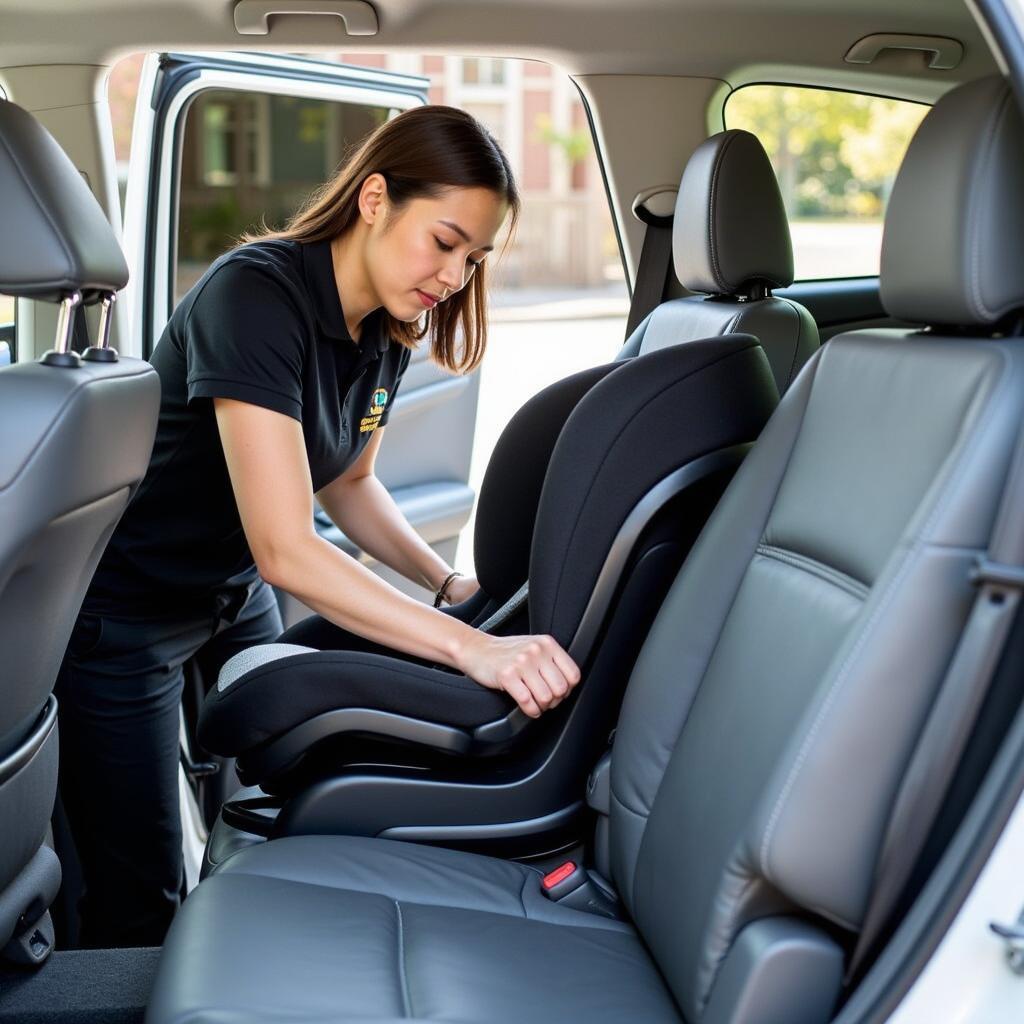 Certified Car Seat Technician Installing Seat