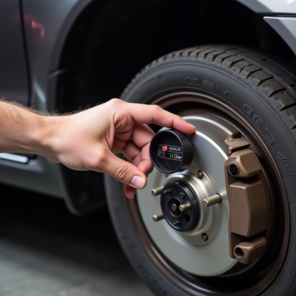 Mechanic Checking BMW Brake Fluid 