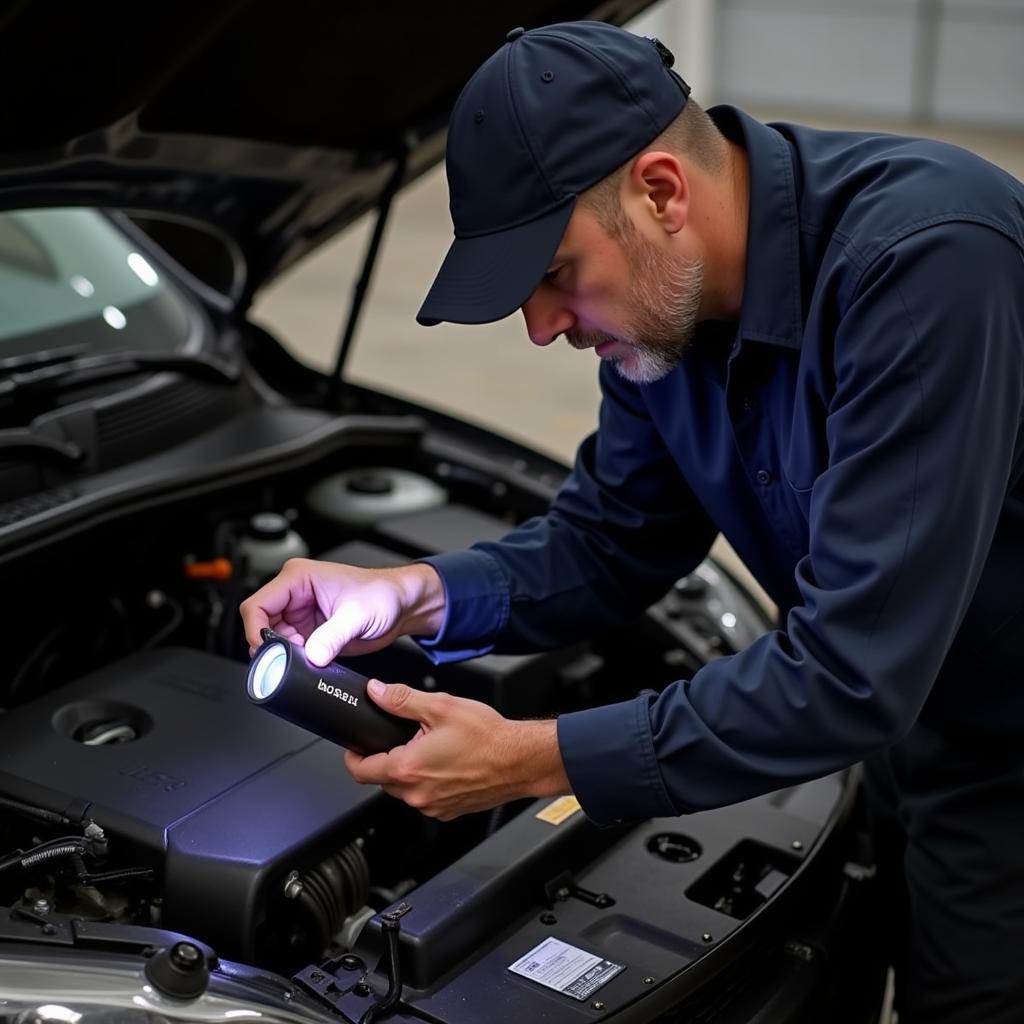 Mechanic Checking Brake Fluid Level