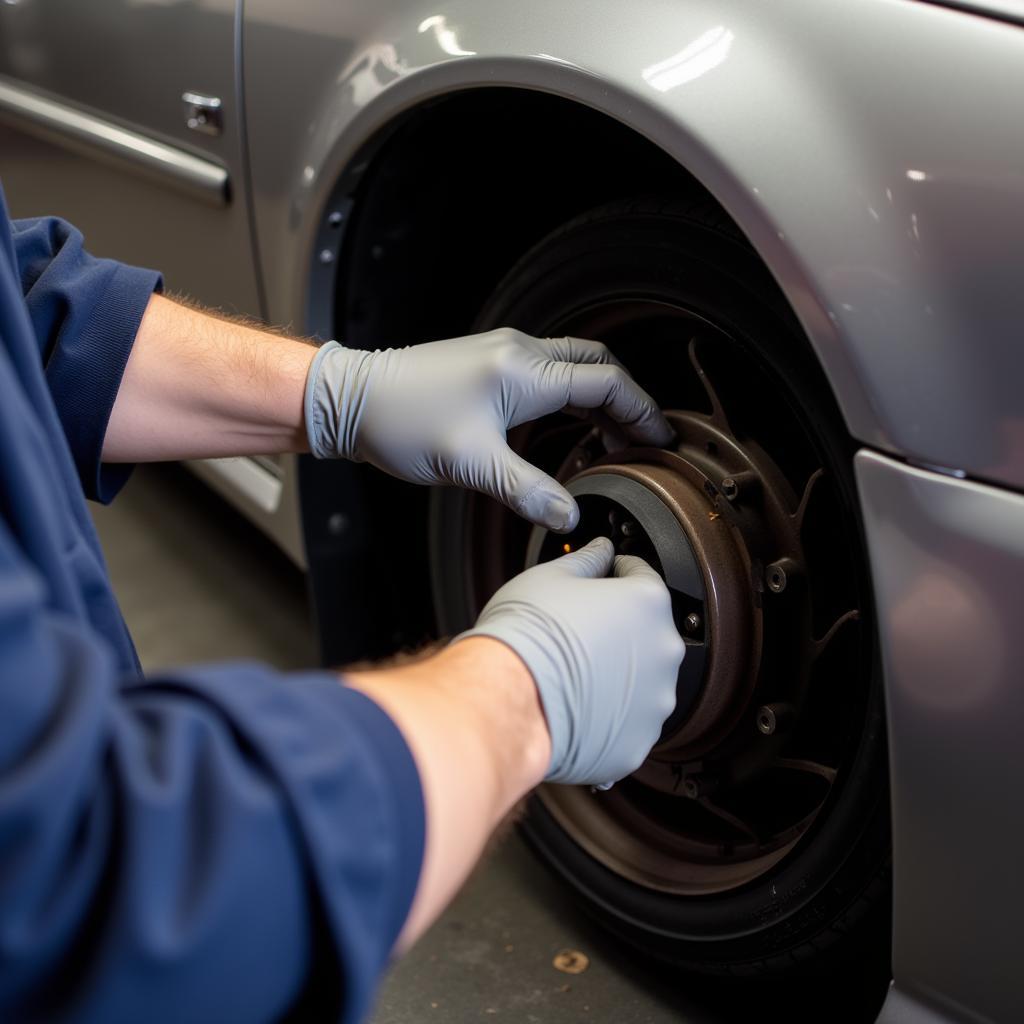 Mechanic Checking Brake Fluid Level